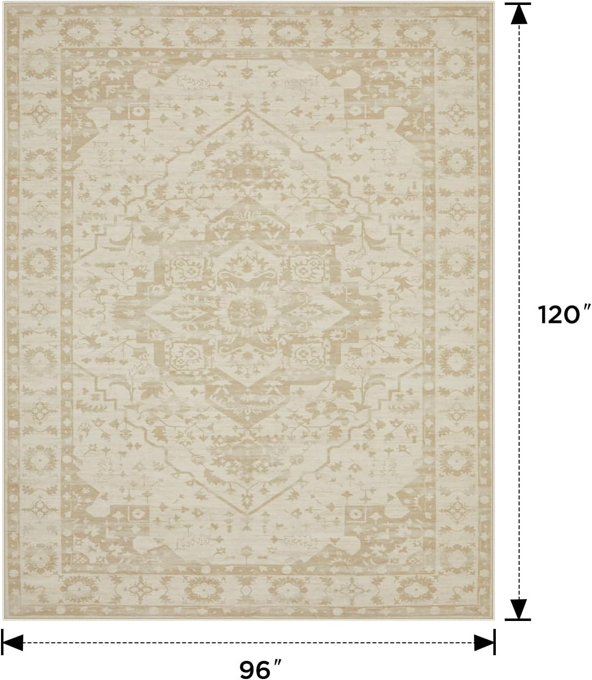 Joydeco Alfombra persa de 8 x 10 pulgadas, color beige, lavable y n...