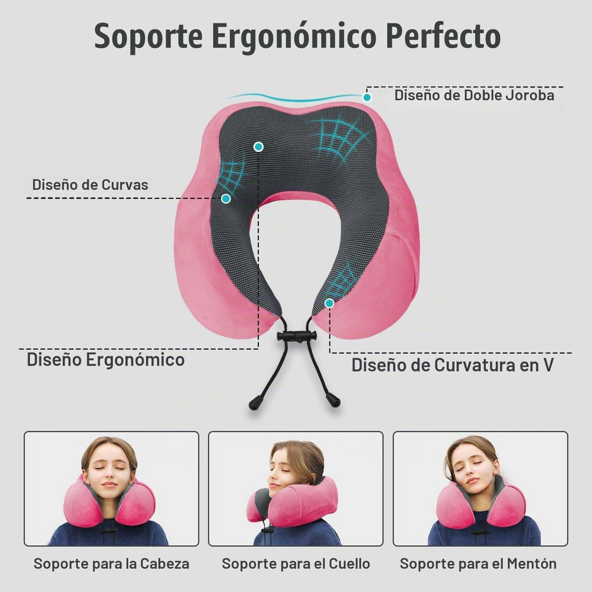 Elvodosia Almohada de viaje, almohada de cuello de espuma viscoelás...