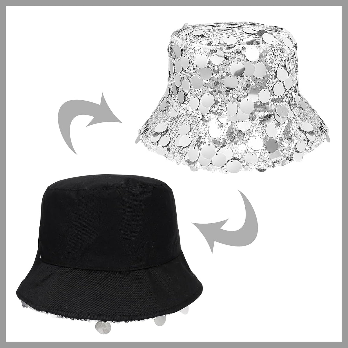 MILAKOO Sombrero de pescador con purpurina brillante con diamantes...