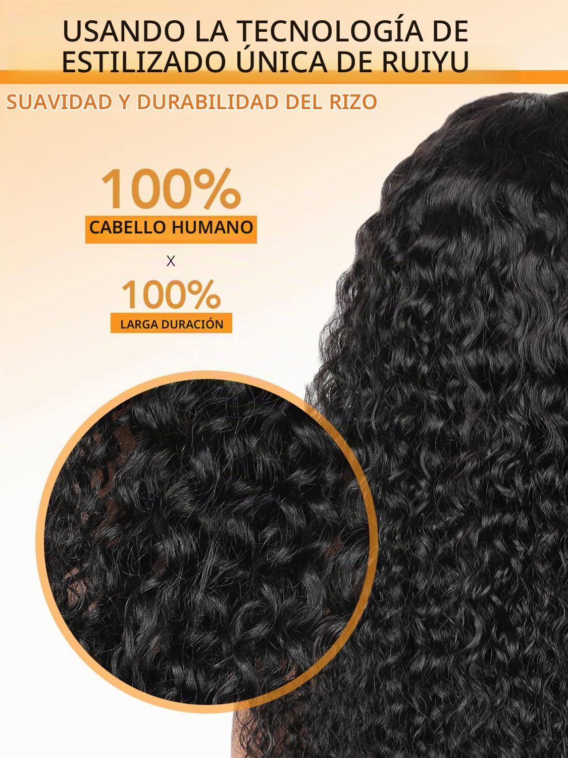 JuneMet Ruiyu Pelucas de cabello humano rizado con flequillo, encaj...