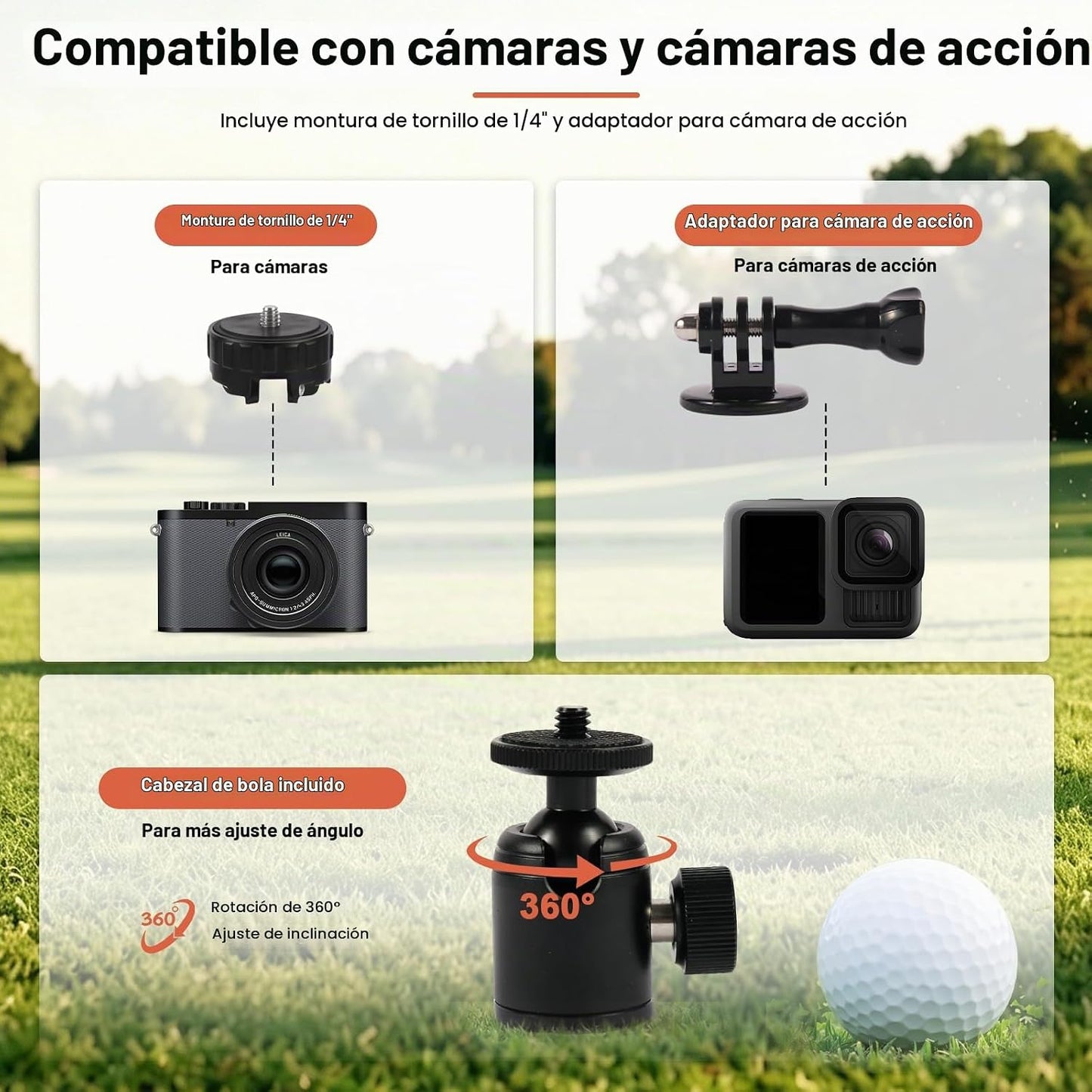 Trípode de golf, soporte de teléfono de golf para grabación de colu...