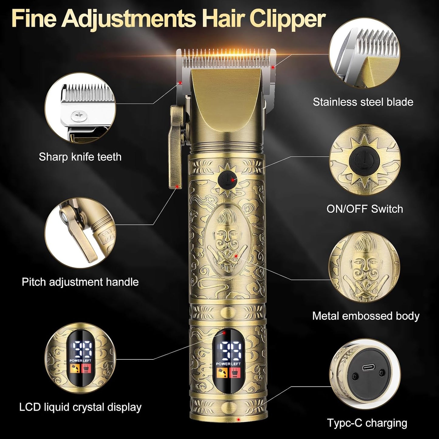 QREEYX Cortadora de pelo para hombre, recortadora de pelo en T, rec...
