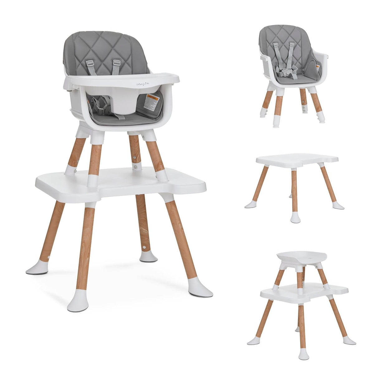Dream On Me Luna - Silla alta convertible 4 en 1 para bebé en gris...