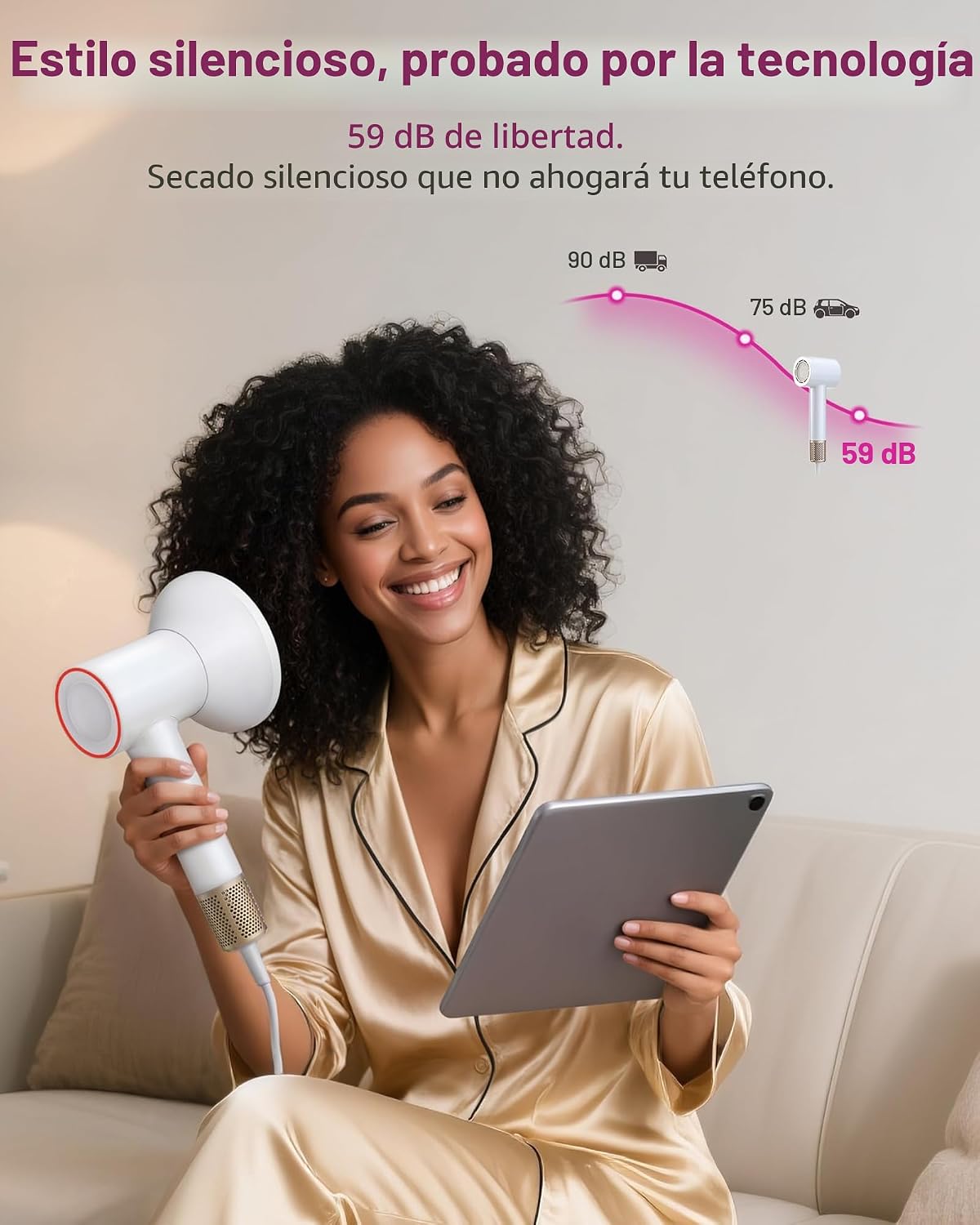 Secador de Pelo de Alta Velocidad, Motor Sin Escobillas de 160,000...