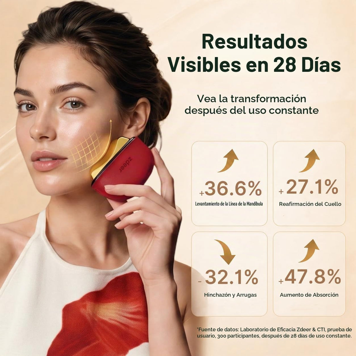 ZDEER Terapia de luz roja LED para masajeador facial y cuello, disp...