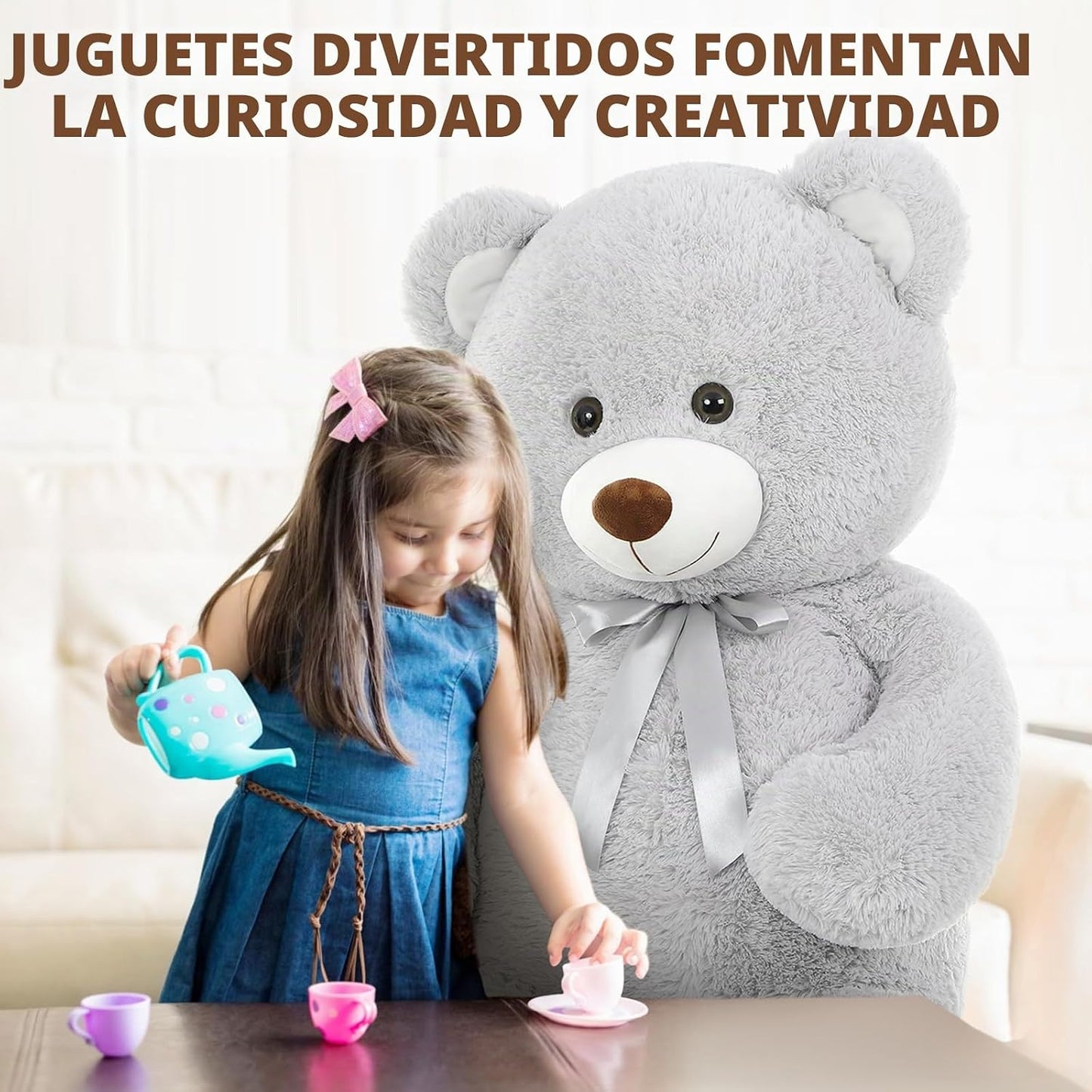 MorisMos - Oso de peluche gigante, 51 pulgadas, color gris | Oso de...
