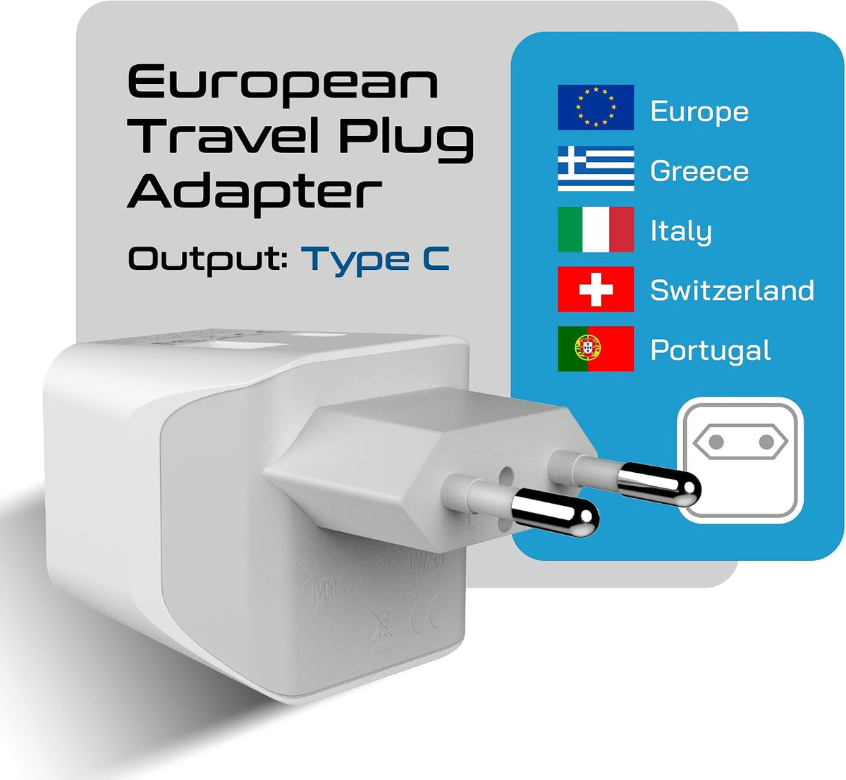 Ceptics Combo de adaptadores de enchufe europeos - Tipo C, E\/F - U...