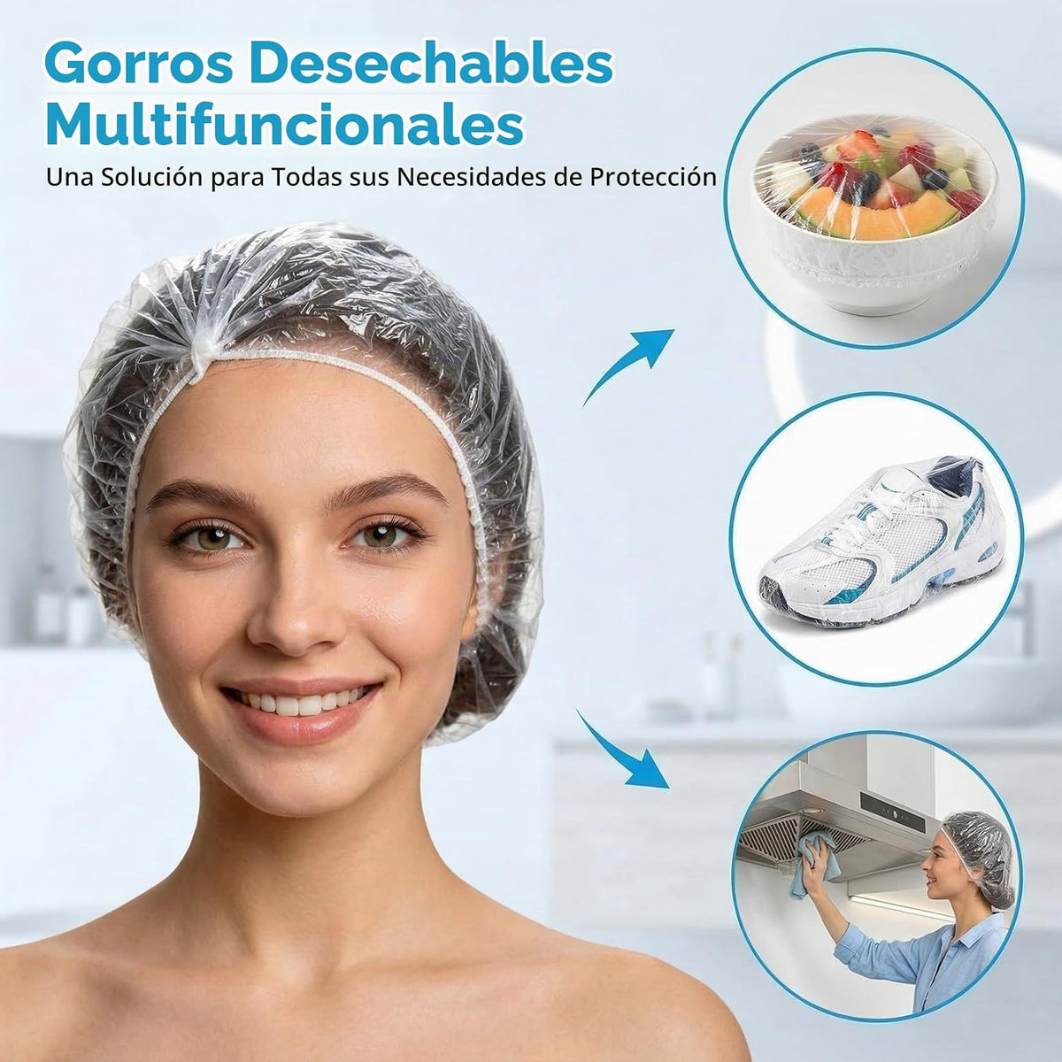 MAQIHAN 100 gorros de ducha desechables grandes \u2013 20.5 pulgada...