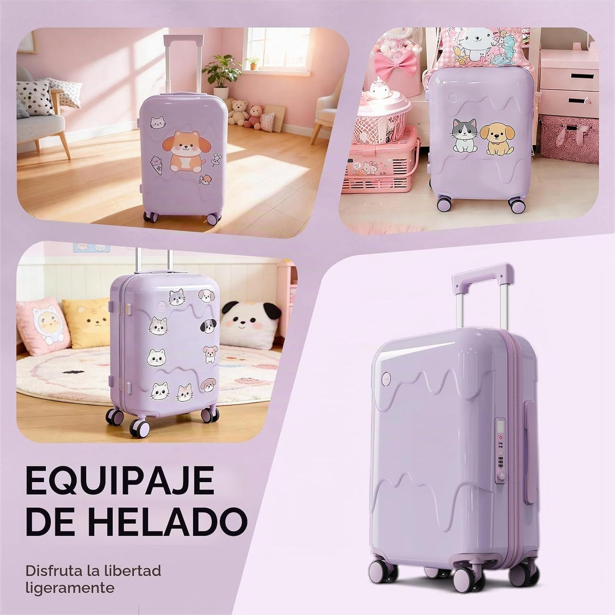ROAMING Diseño creativo de helado para equipaje de mano, Púrpura |...