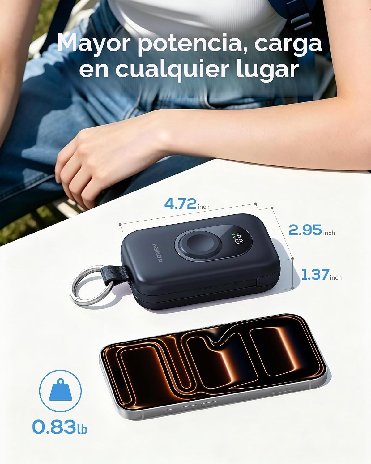RORRY Cargador Portátil, Batería Externa de 20000mAh PD 30W con 2 C...