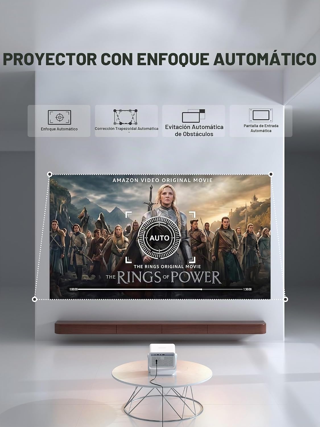 [Ahora con Netflix y 3600ANSI] Proyector inteligente 4K con WiFi y...