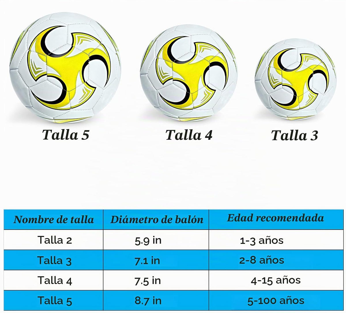 SPDTECH Balón de fútbol tamaño 3, 4, 5 con aguja de bomba, diseño a...
