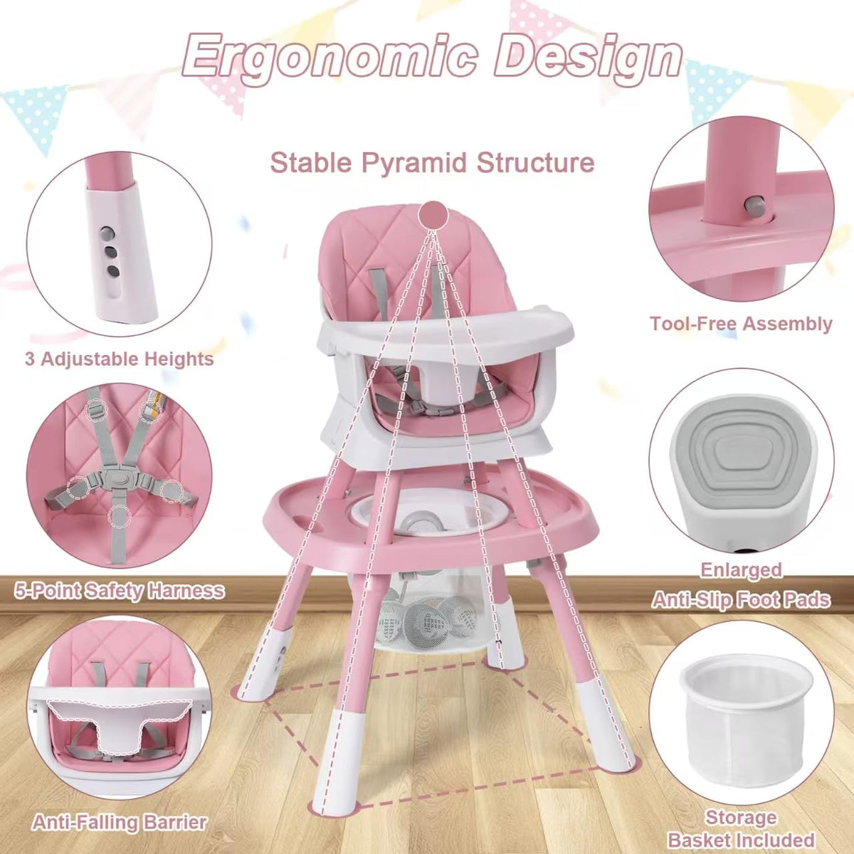 Babyliebe Silla alta para bebé 15 en 1, silla alta convertible para...