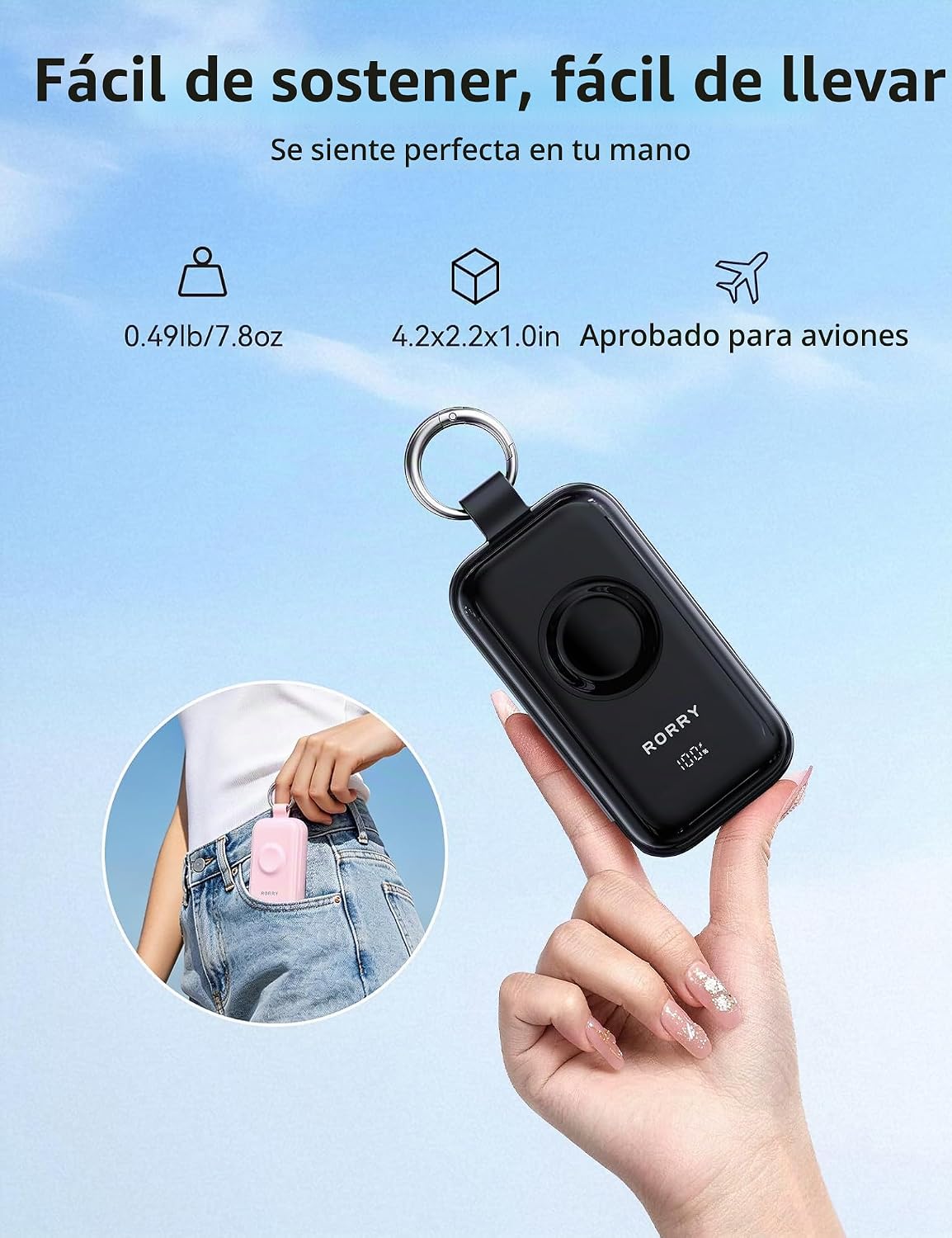 RORRY CharmGo Cargador portátil de 45 W de carga rápida, llavero de...