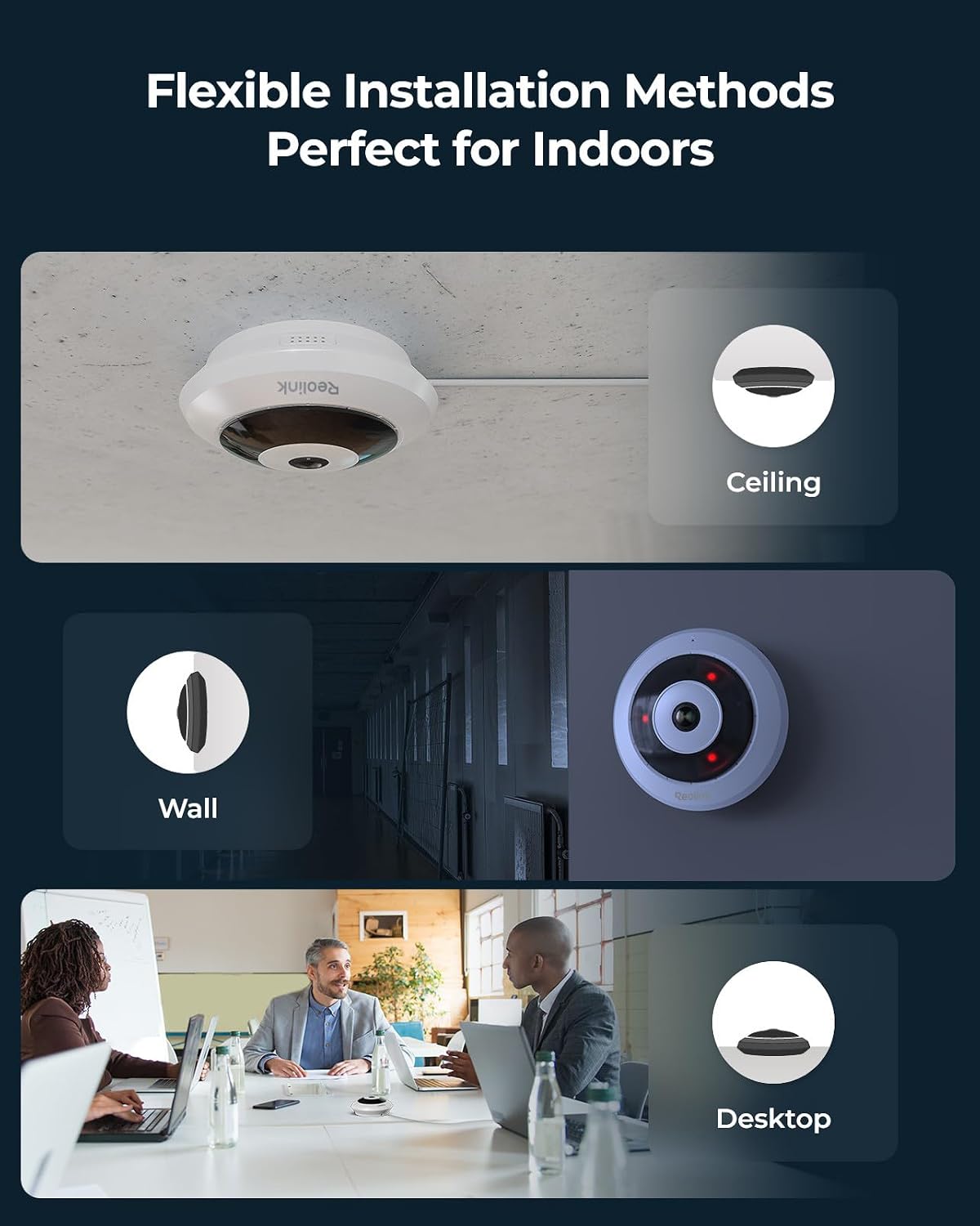 REOLINK Cámara IP PoE de 6MP con vista de ojo de pez de 360°, vigil...