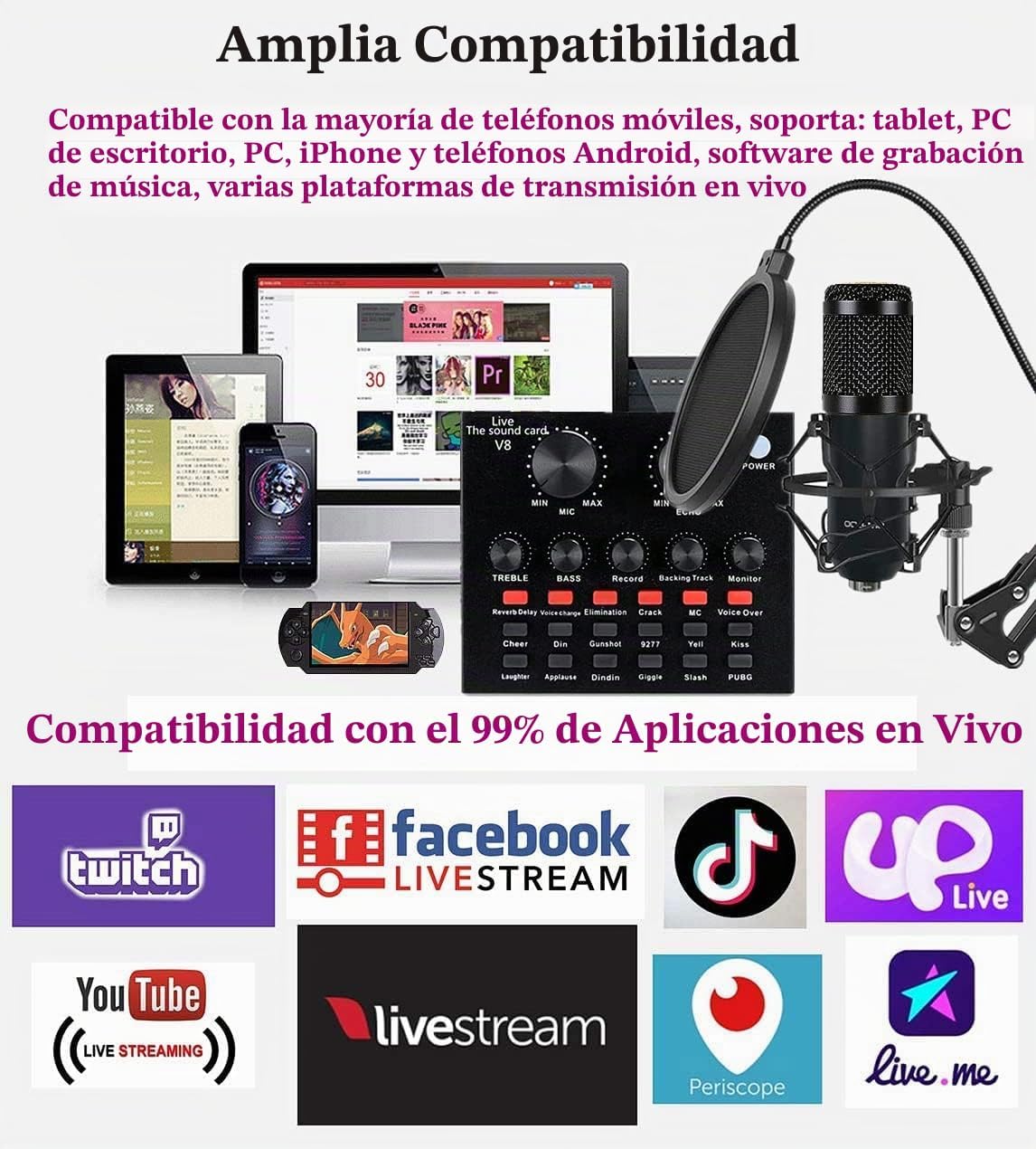 Paquete de equipo de podcast, condensador BM-800 con cambiador de v...