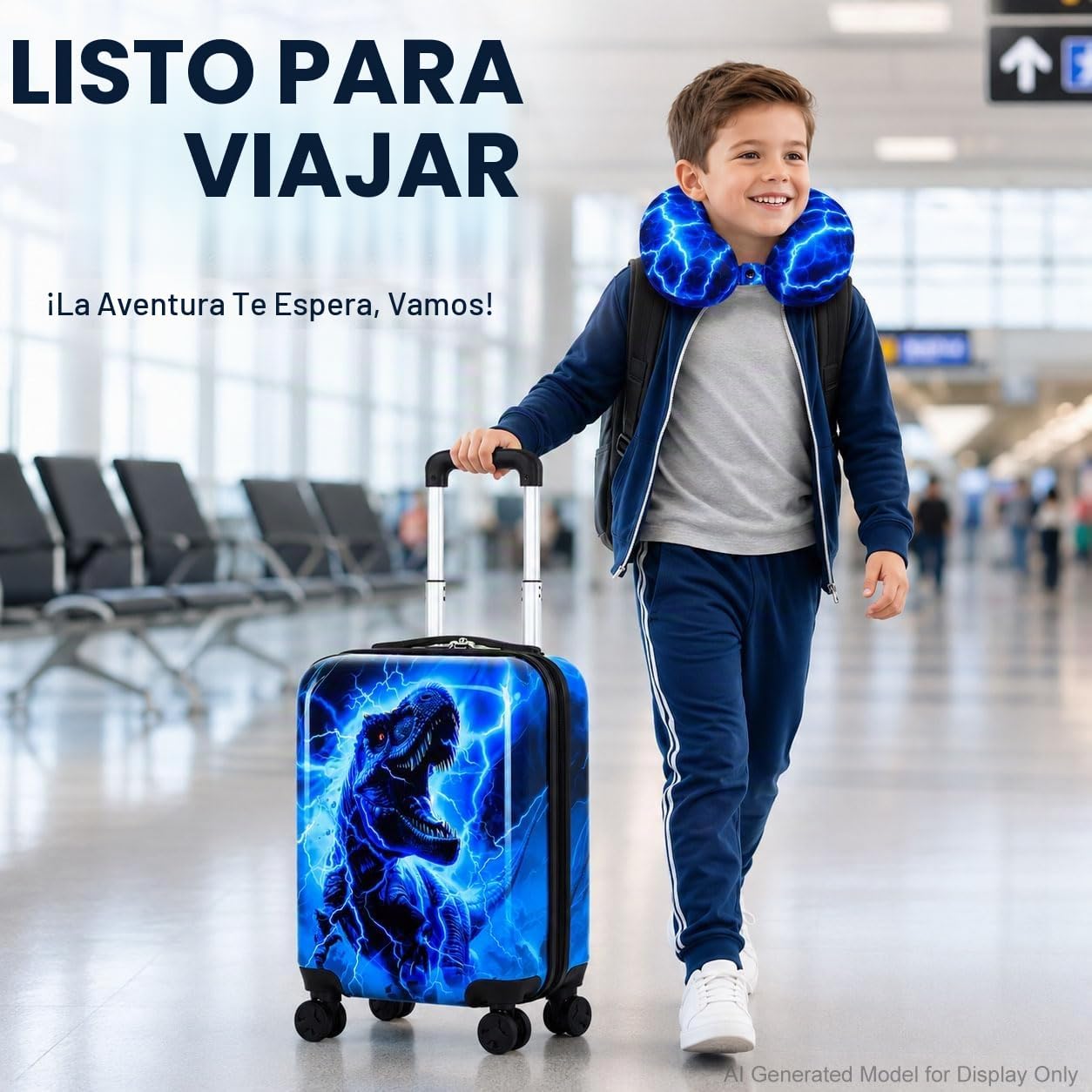 Juego de 5 maletas para niños, aprobado por aerolíneas con ruedas g...
