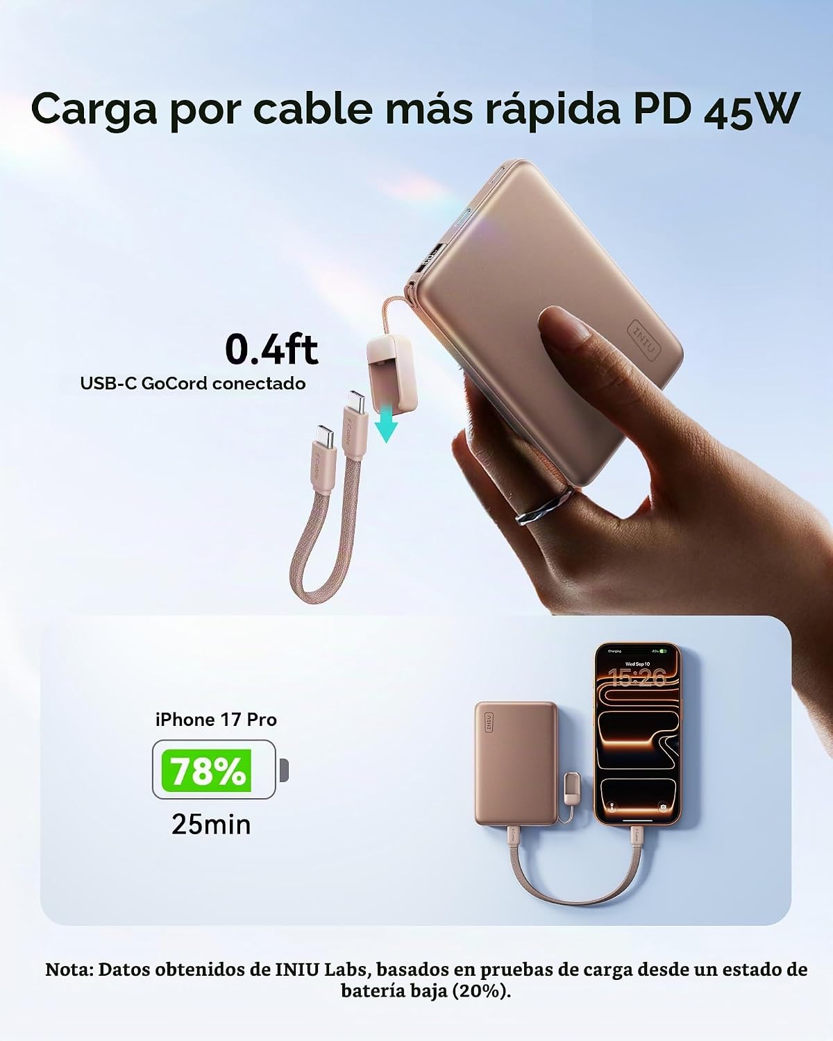 INIU Banco de energía más delgado para MagSafe, 10000 mAh Qi2.2 cer...