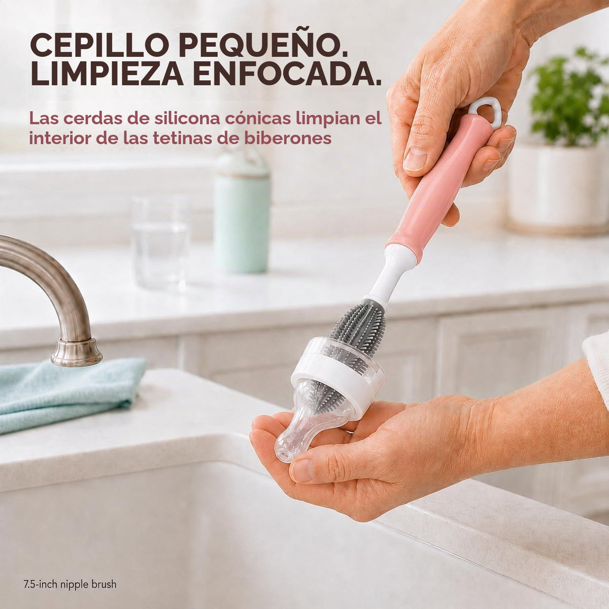 Juego de cepillos de silicona para botellas, 12" mango largo, p...