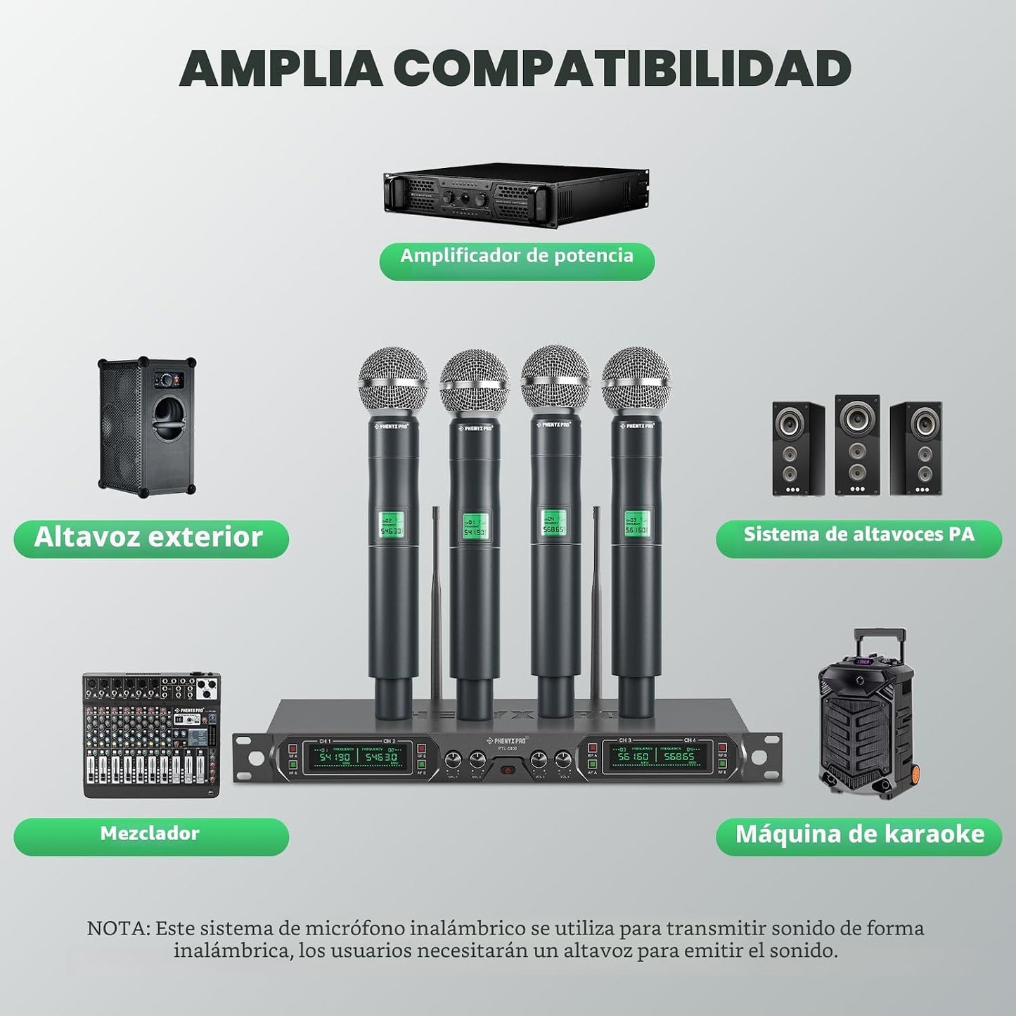 Phenyx Pro Sistema de Micrófono Inalámbrico, Micrófono Inalámbrico...