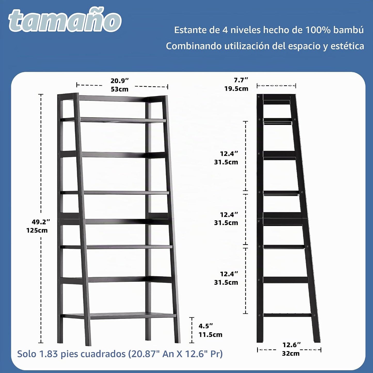 HITNET Estantería negra, estante de escalera de 4 niveles, estanter...