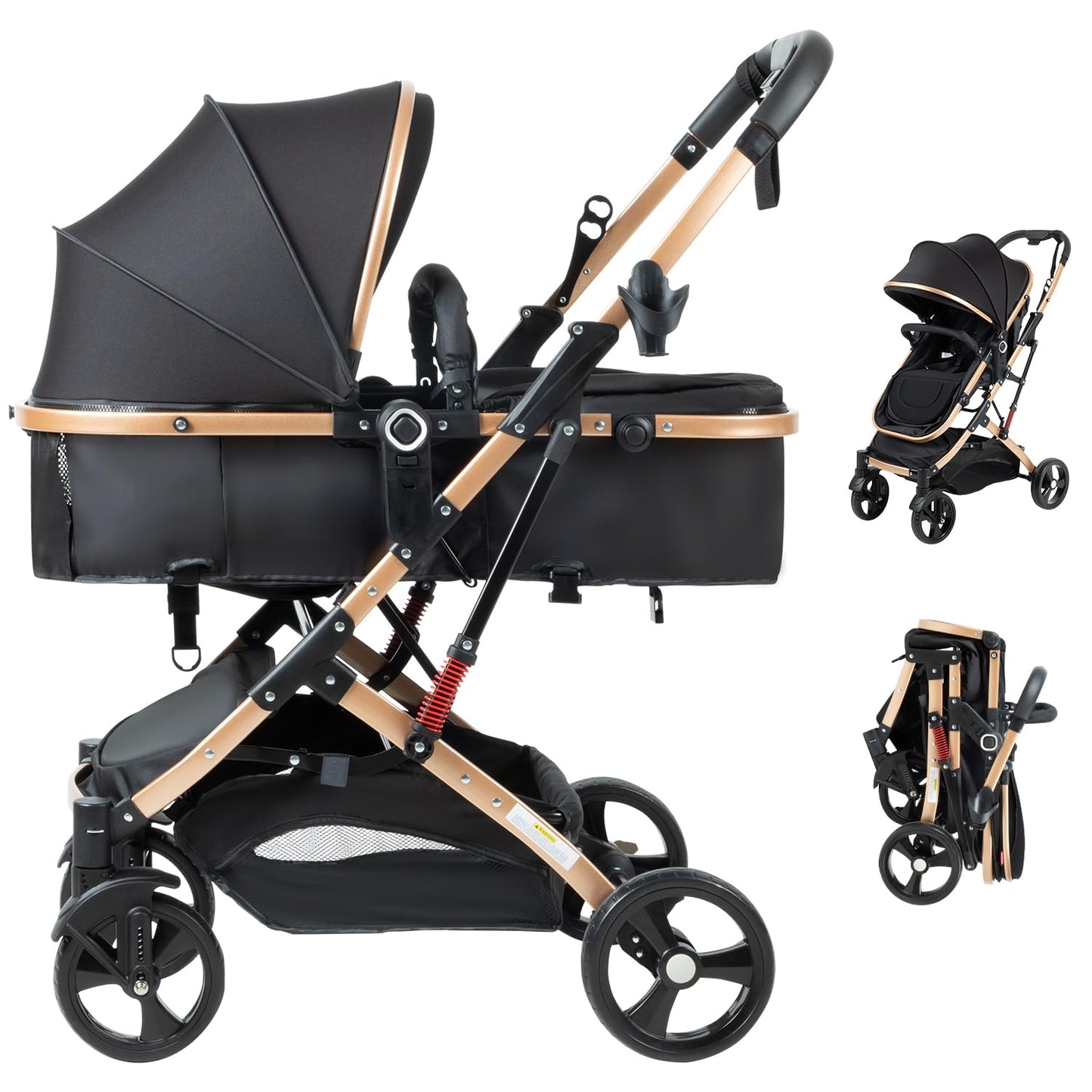 PEARLOVE Cochecito de bebé 2 en 1, cochecito plegable para recién n...