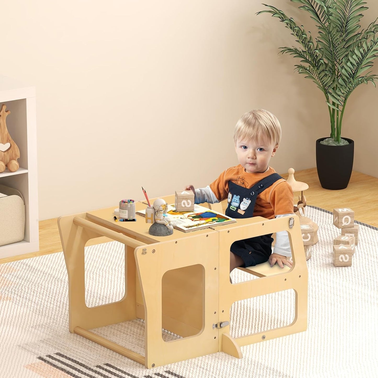 Costzon - Taburete 3 en 1 para niños pequeños con pizarra | Pies an...