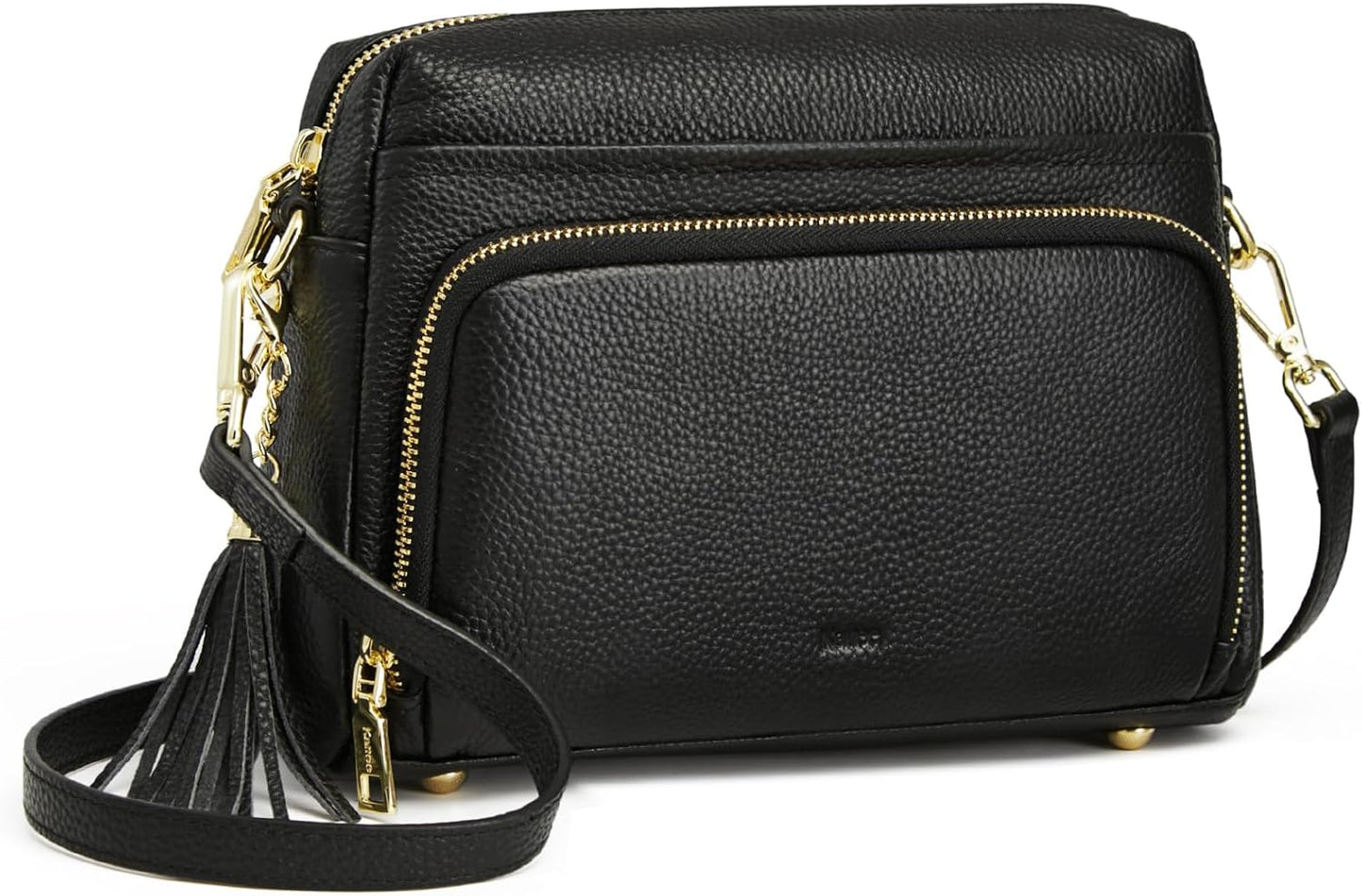 Kattee Bolso cruzado de cuero para mujer, pequeño, antirrobo, con c...