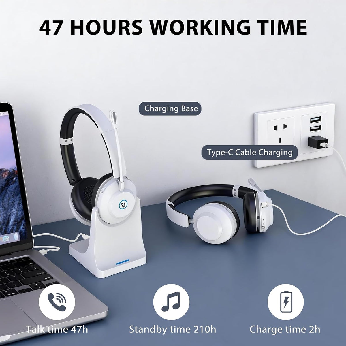 Auriculares inalámbricos con micrófono, auriculares Bluetooth con |...