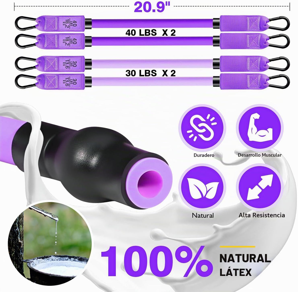 Kit de barra de pilates Ayombo con bandas de resistencia, equipo de...