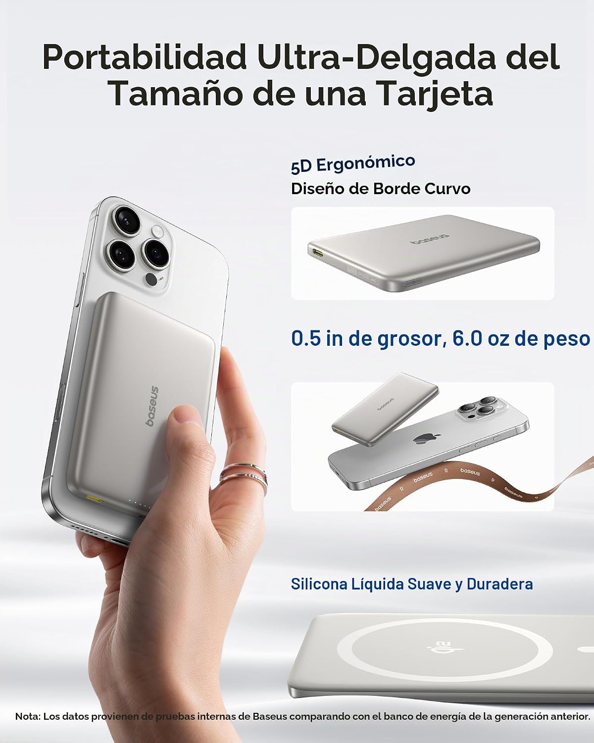 Baseus Picogo - Cargador portátil Magsafe, Qi2 15 W 0.5 pulgadas, u...