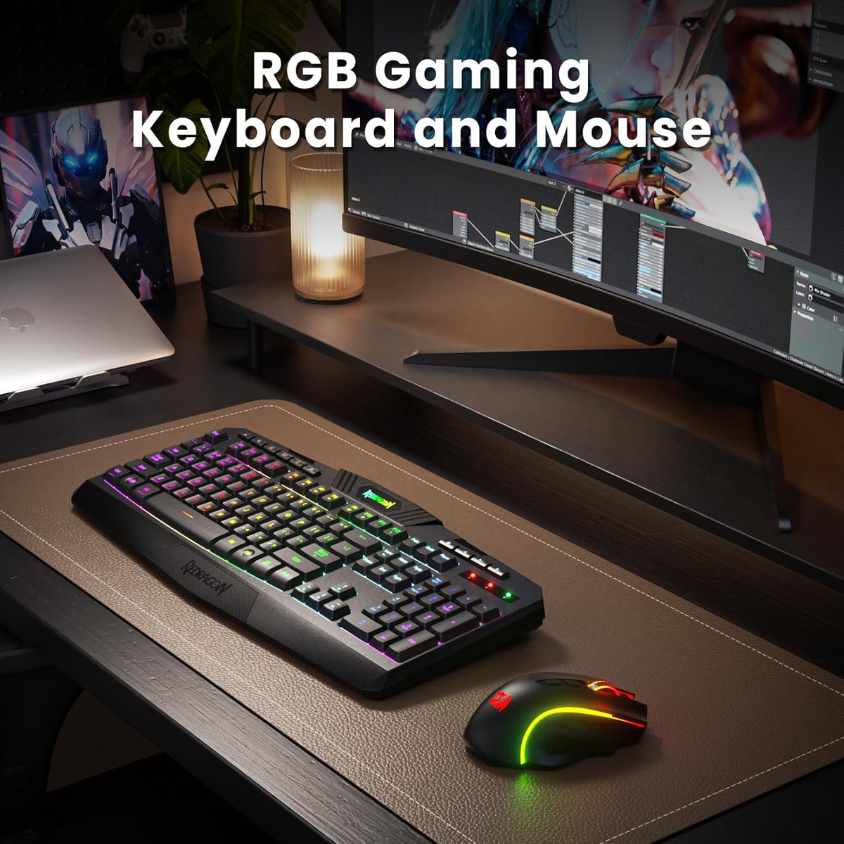 Redragon S101M-KS Combo de teclado y mouse para videojuegos inalámb...