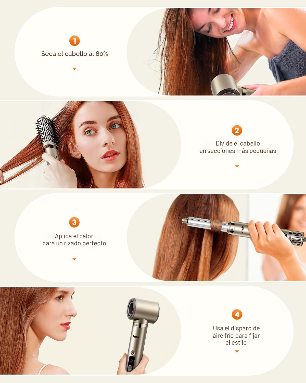 Tqcir Cepillo secador de pelo profesional 5 en 1, potente multiesti...