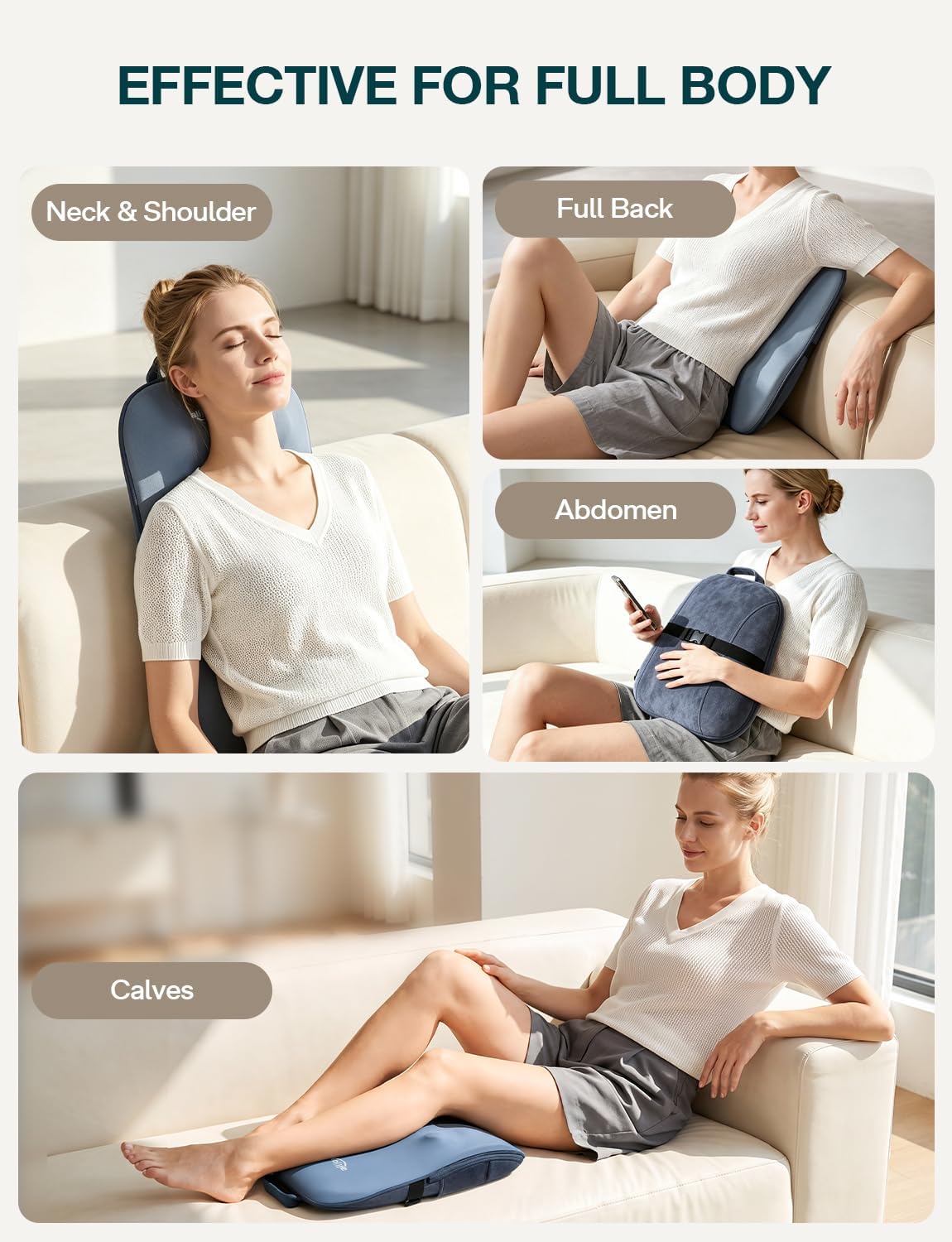 Masajeador de espalda con calor 5D Shiatsu masaje de cuello para al...