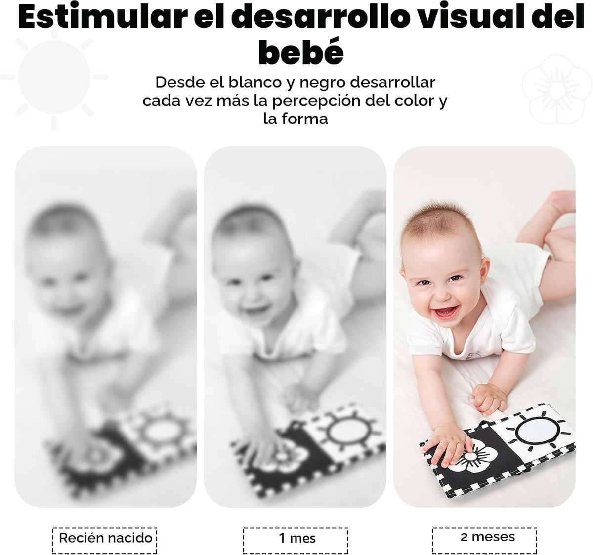 URMYWO Juguetes para recién nacidos de alto contraste en blanco y n...