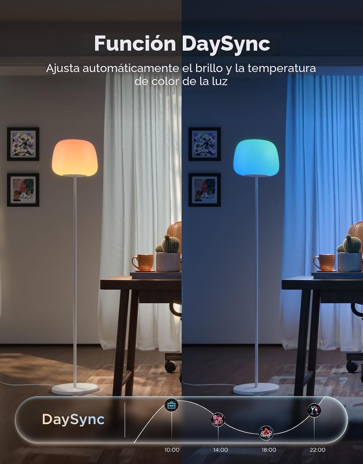 Govee Lámpara de pie tipo farol, halo degradado RGBIC lámpara de es...