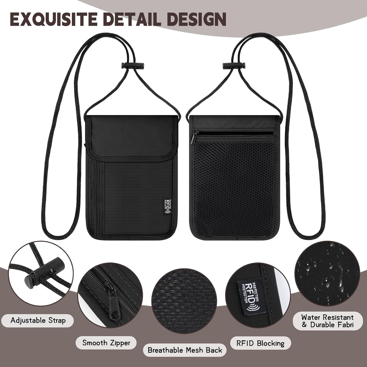 Likesing Cartera de viaje con cuello de viaje de 5.5 pulgadas de la...