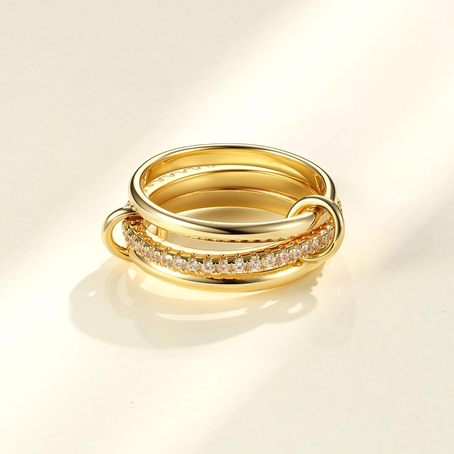 PATISORNA Anillos apilables de oro para mujer sin deslustre 18K Ani...