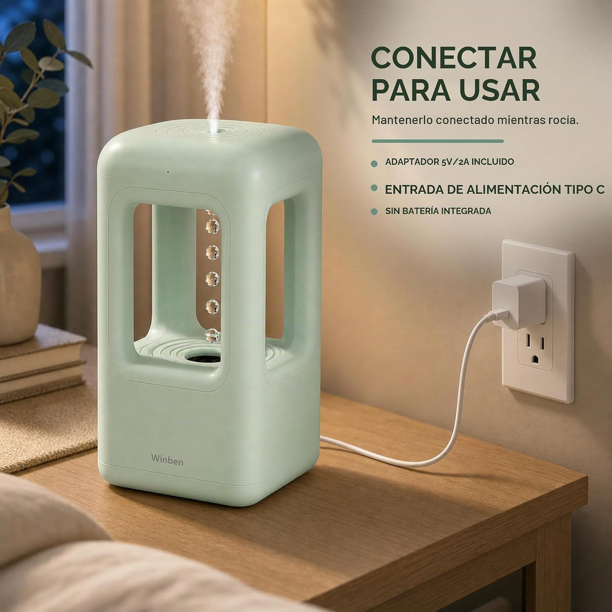 Mini humidificador antigravedad de 0.6L, humidificador de niebla fr...