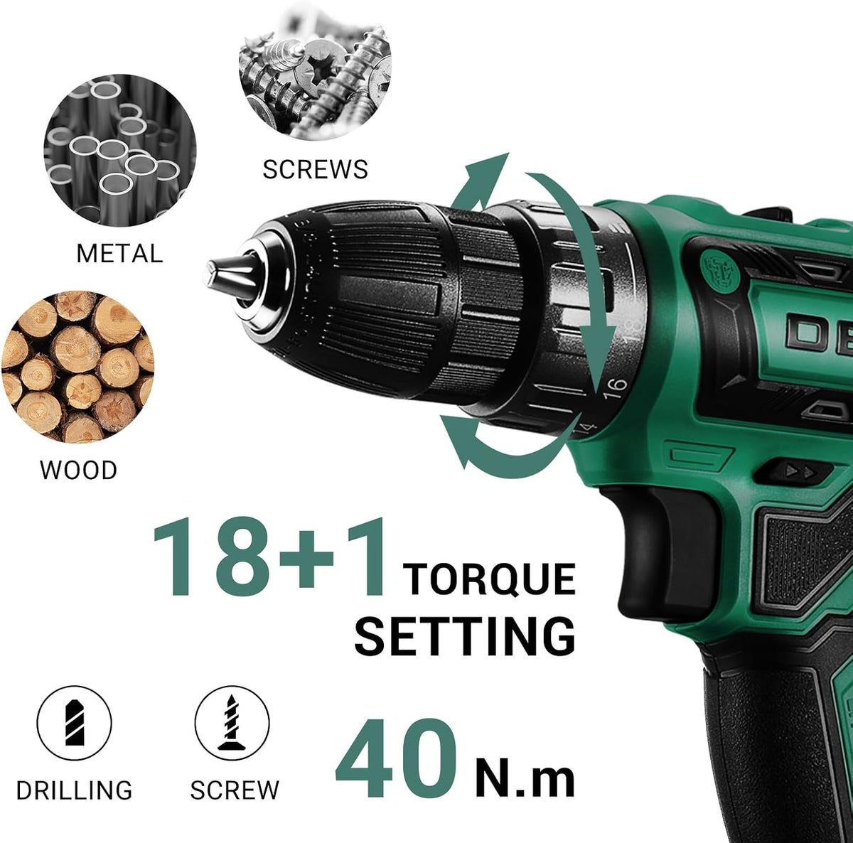 Taladro Eléctrico Inalámbrico: DEKO PRO Taladro Inalámbrico 20V Jue...