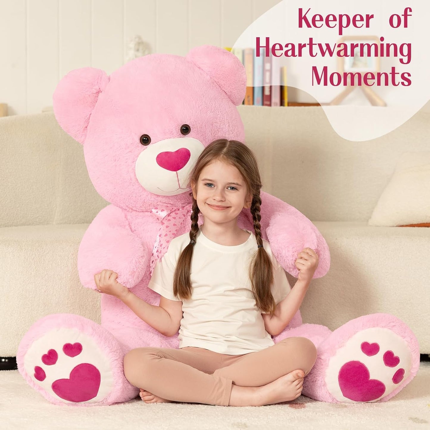 Tezituor - Oso de peluche gigante de 52 pulgadas con corazón, oso r...