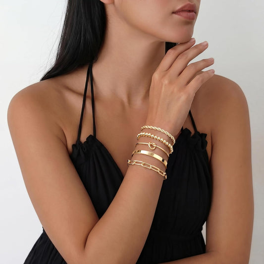 Gokeey Pulseras de oro para mujer, no se deslustra, chapado en oro...