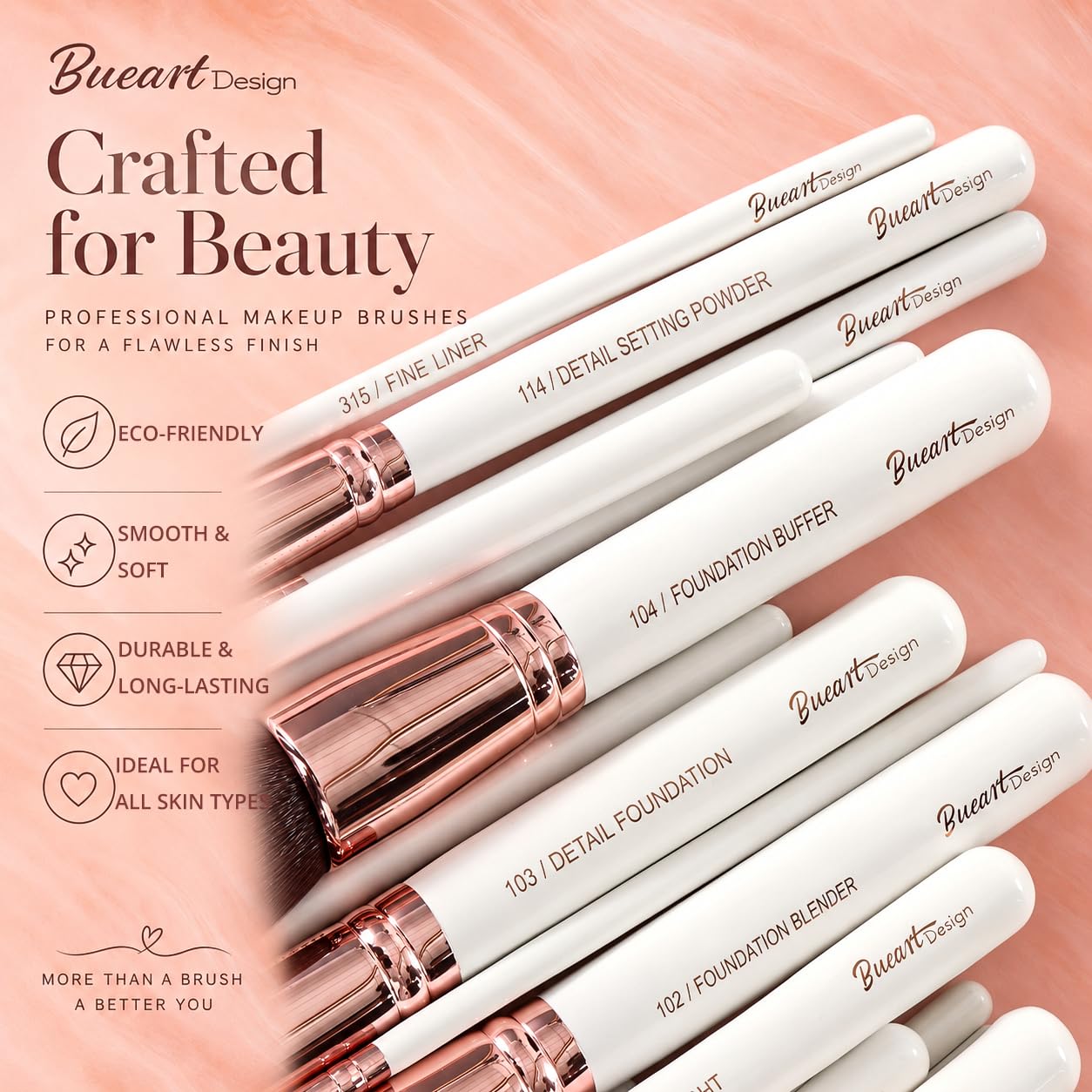 Set de brochas de maquillaje profesional 32 piezas de pelo de cabra...