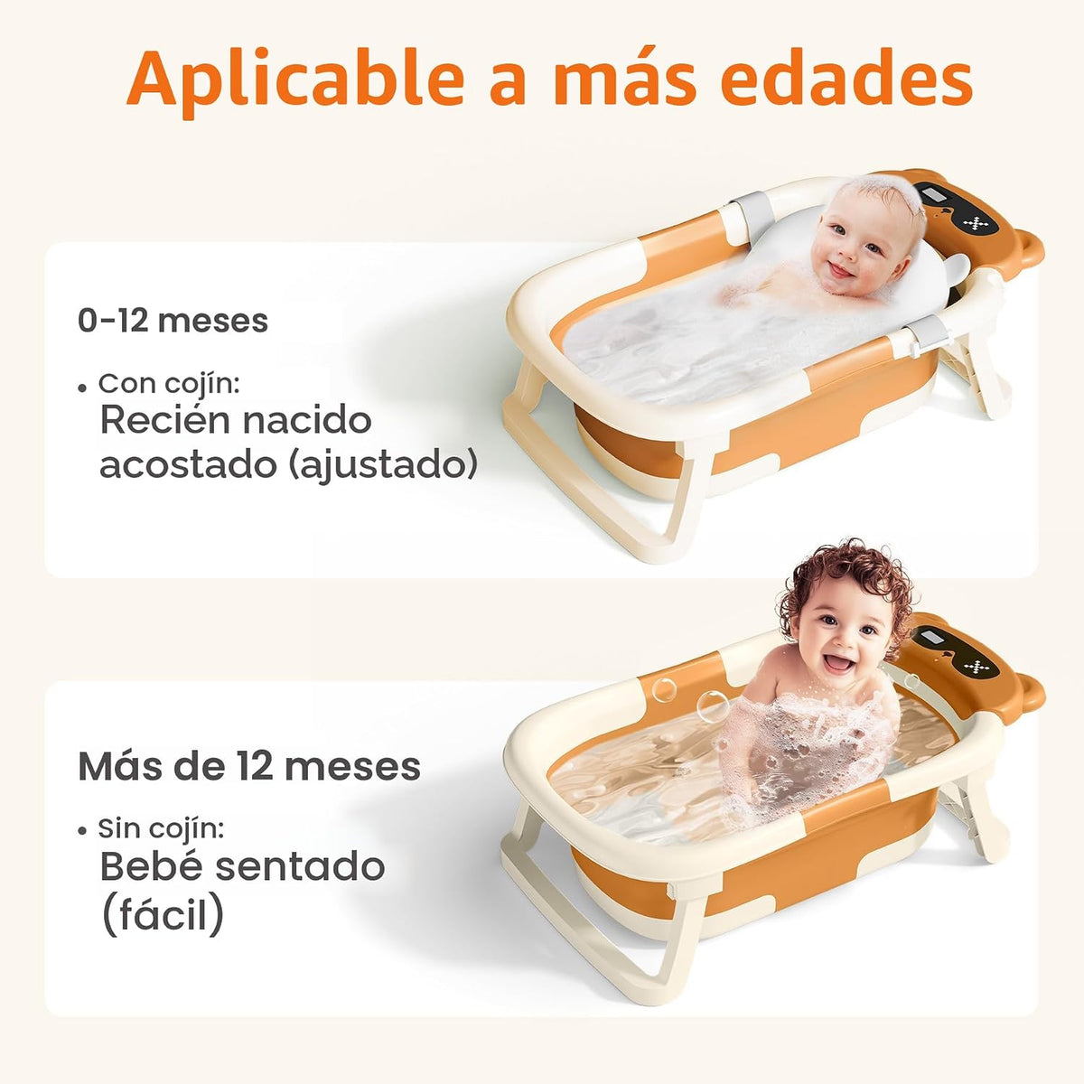 Kerbwry Bañera plegable para bebés recién nacidos y niños pequeños...