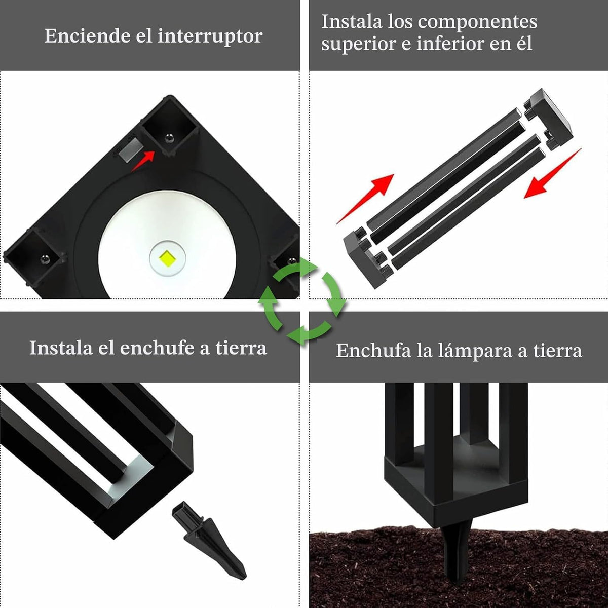 Lámpara de piso solar para exteriores, luces solares de calle de ac...