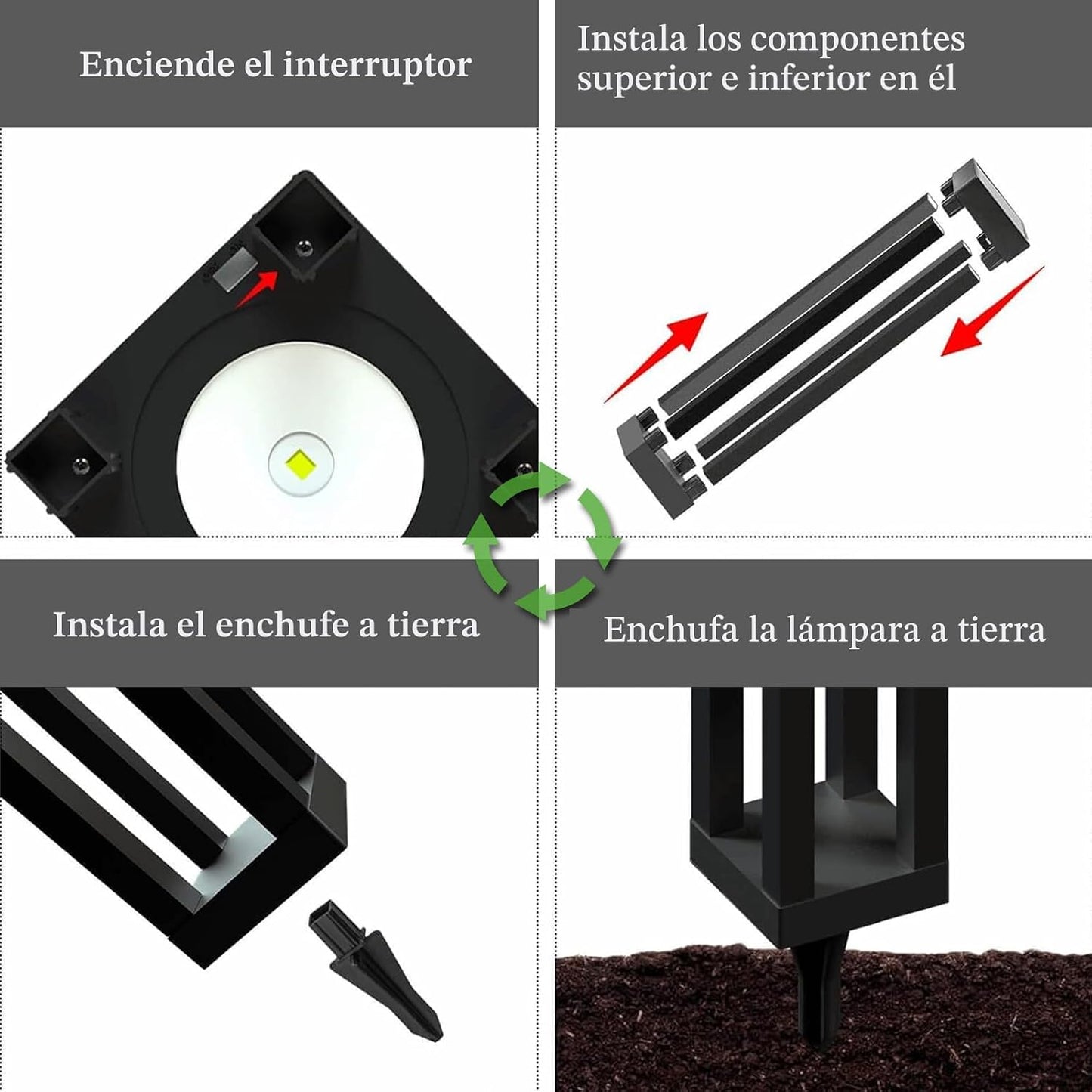 Lapsnail Lámparas solares de pie para exteriores, lámpara de pie de...