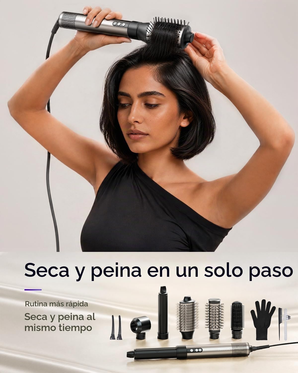7MAGIC 6 en 1 Multi Hair Styler &amp; Cepillo Secador de Pelo de Al...