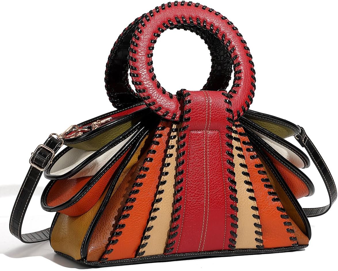Bolso de mano con asa superior multicolor de diseño para mujer, gra...