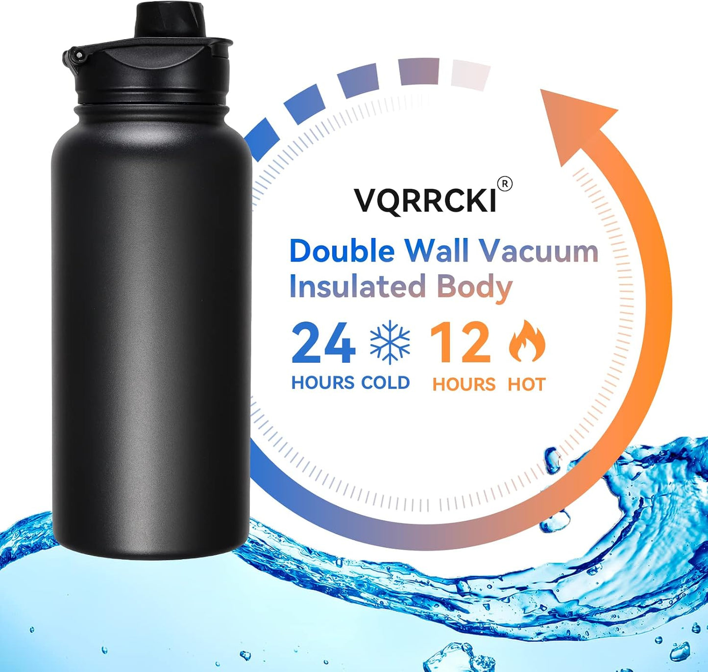 VQRRCKI Botella de Agua Aislada de 32 oz Paquete a Granel de 8, Bot...