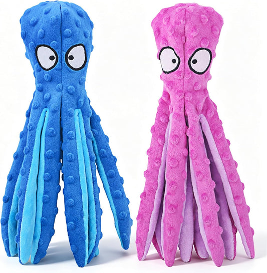 HGB Juguetes chirriantes para perros, sin relleno, pulpo arrugado p...